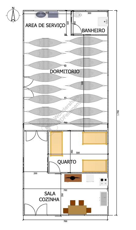 Planta baixa da casa de acolhimento no território yanomami