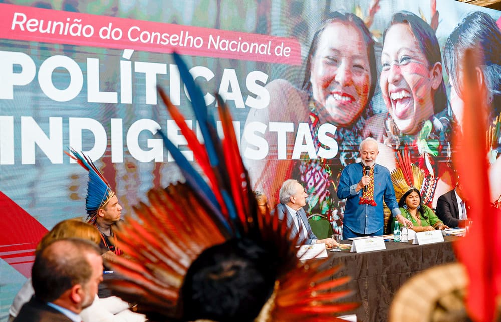 Presidente Lula durante reunião do Conselho Nacional de Políticas Indigenistas