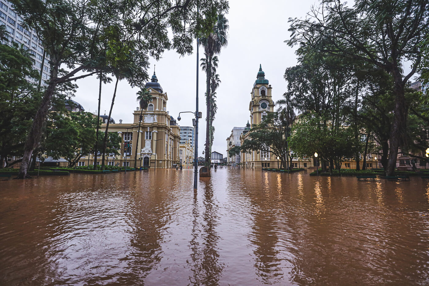 Porto Alegre, no Rio Grande do Sul (RS), alagada após chuvas intensas em maio deste ano