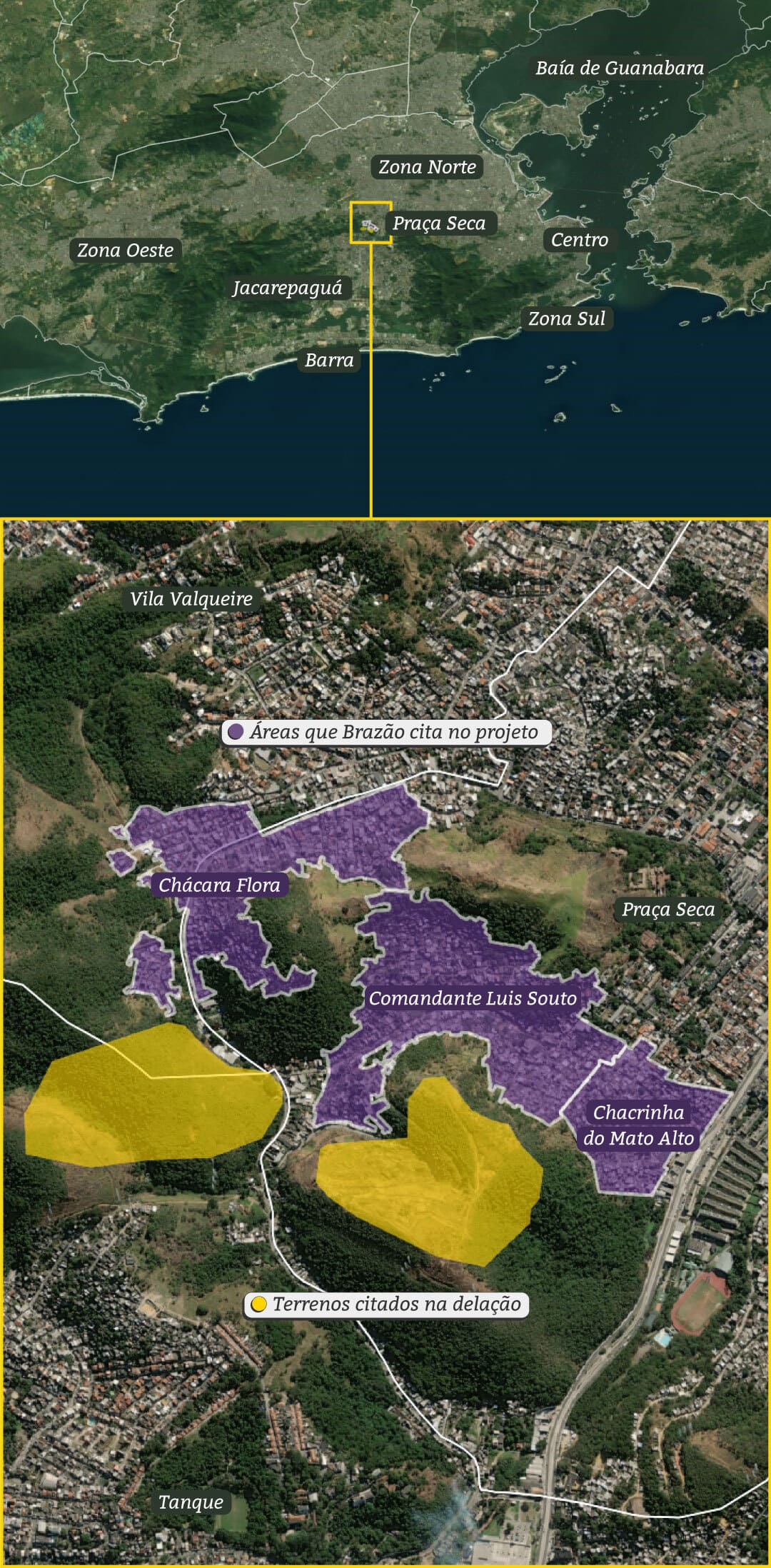 Mapa mostra região beneficiada por Chiquinho Brazão durante seu mandato na Câmara dos Vereadores do Rio de Janeiro