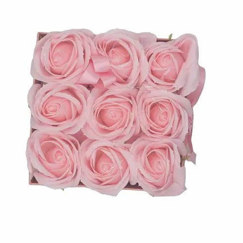 Caixa com flores de sabão - 9 Rosas Rosa - Quadrado 2