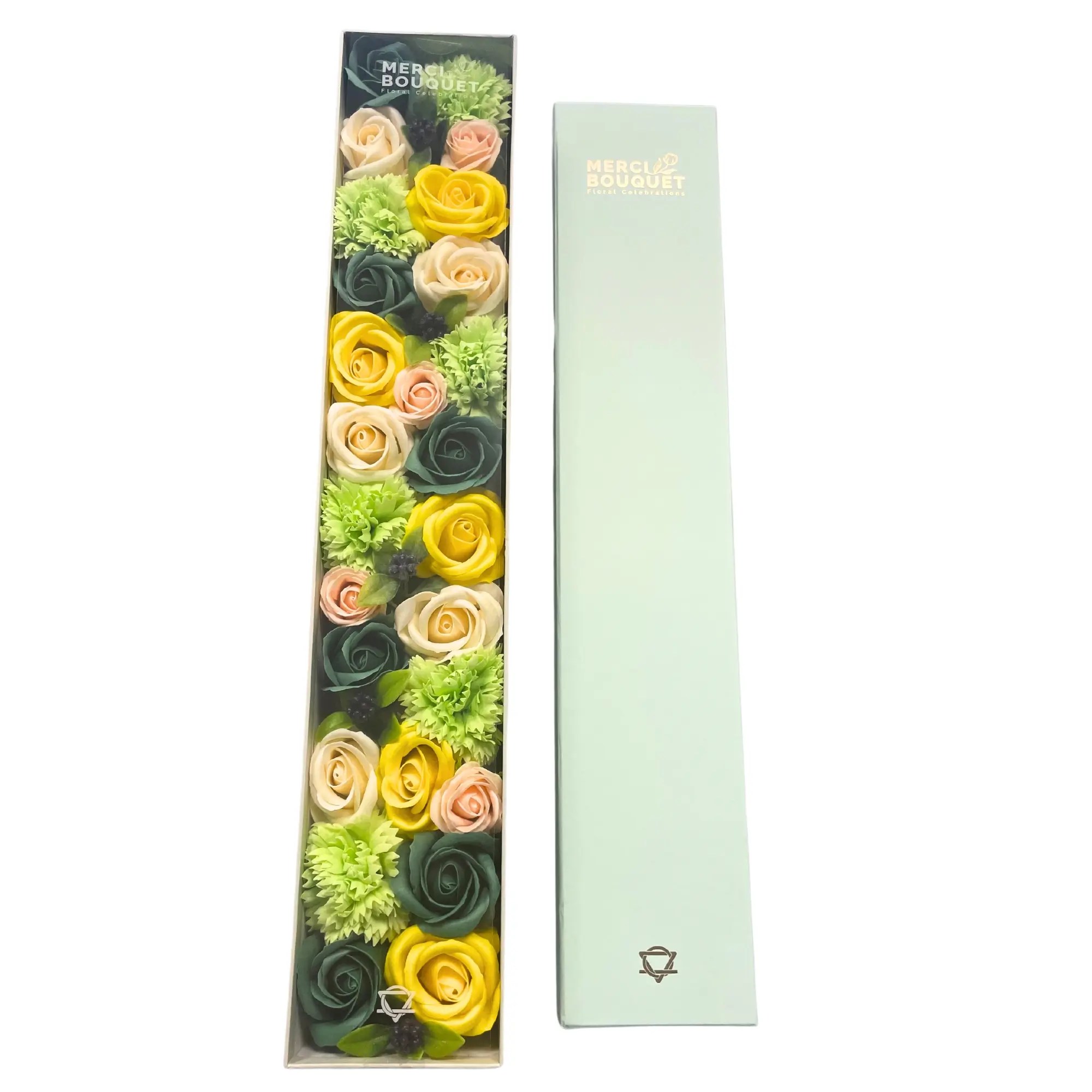 Caixa com flores Extra Longa - amarelo e verde