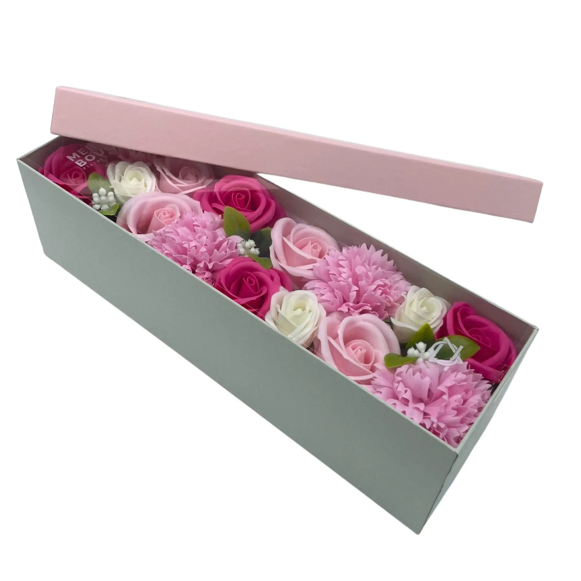 Caixa com flores longa - Bênção para Bebés - Rosa