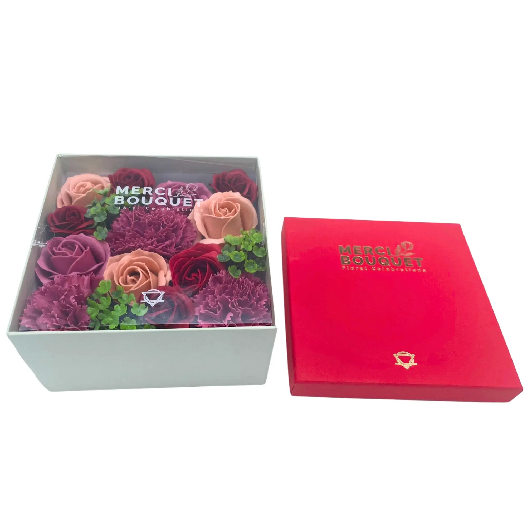 Caixa com flores quadrada - rosas vintage