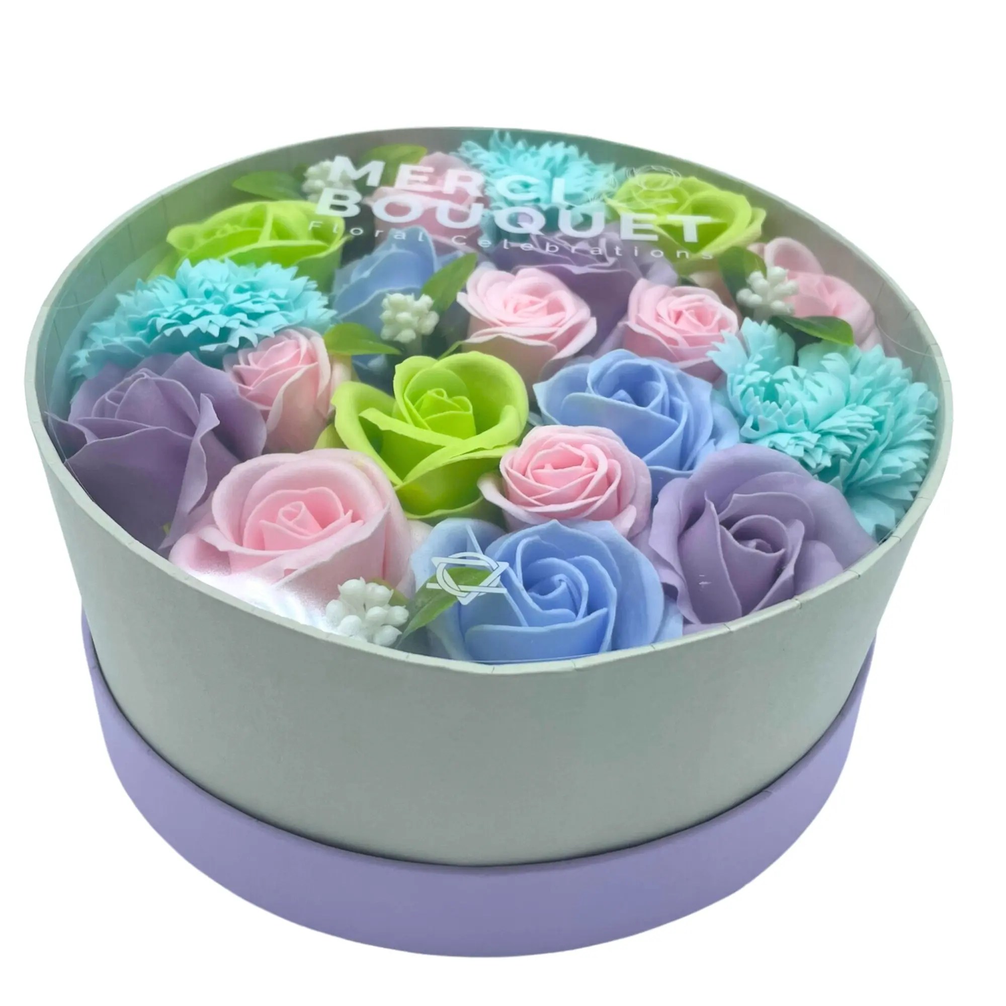 Caixa de flores redonda - Bênção para Bebés - Azul