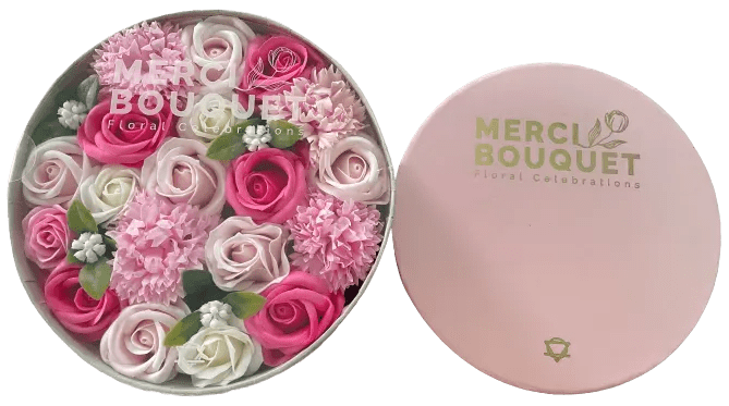Caixa de flores redonda - Bênção para Bebés - Rosa