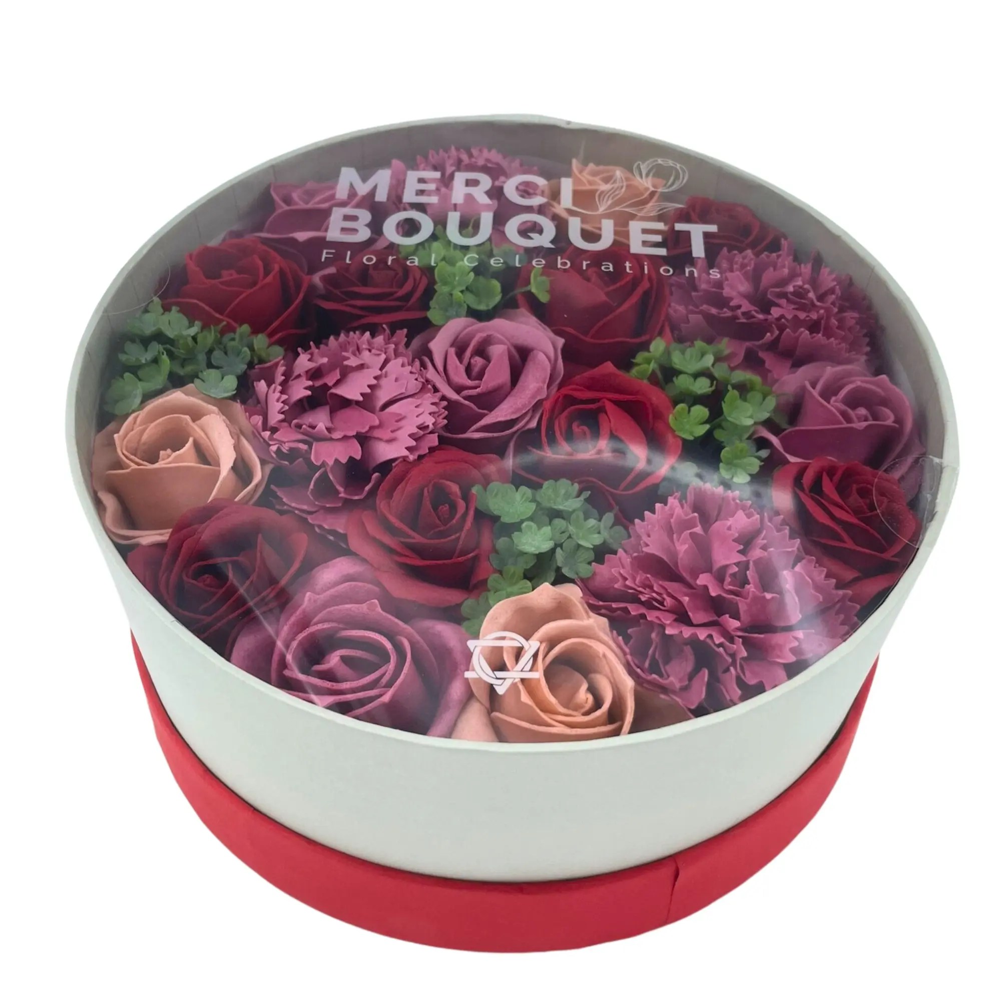 Caixa com flores redonda - Rosas vintage