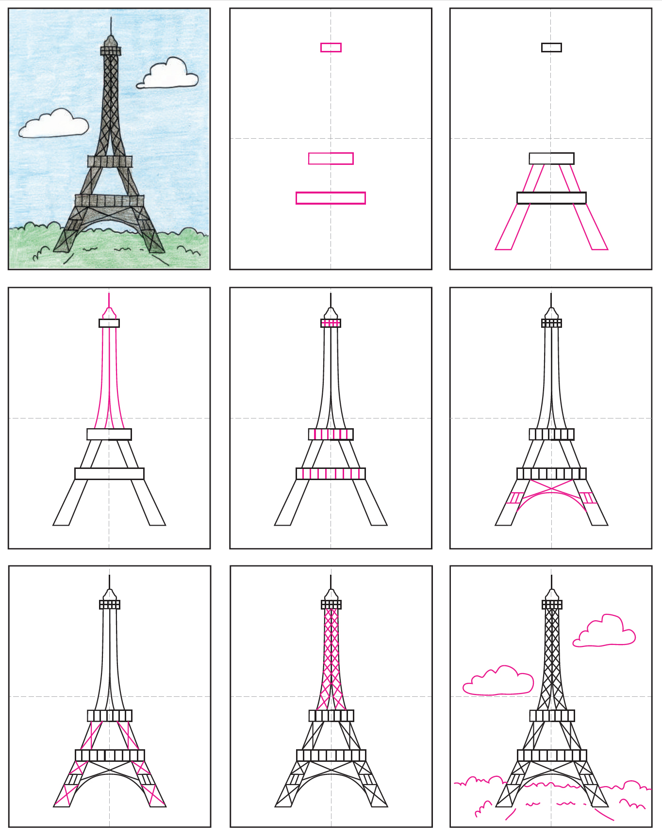 How To Draw The Eiffel Tower Easy