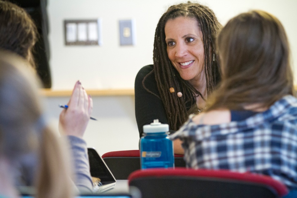 Aspen High School Principal Kim Martin, interacting with students.