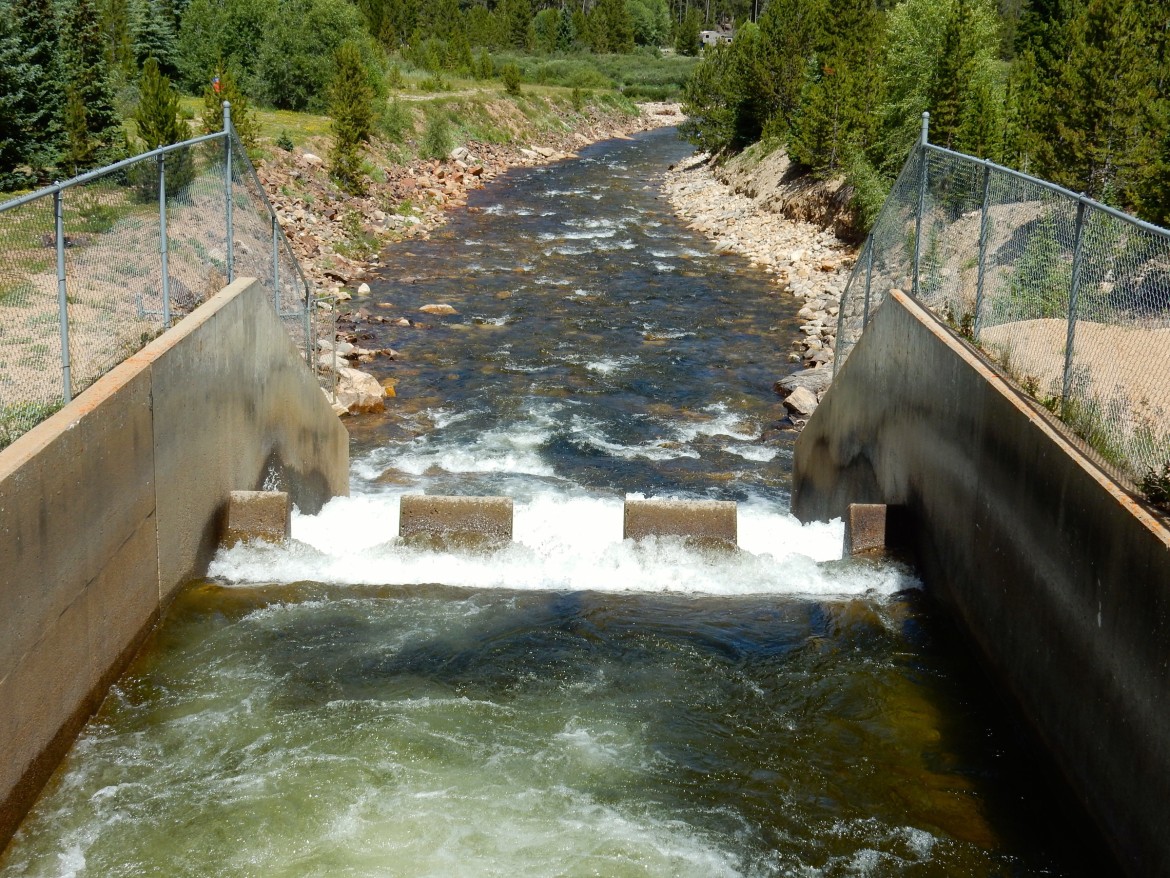 The outflow of the Bousted Tunnel just above Turquoise Reservoir near Leadville. The tunnel moves water from tributaries of the Roaring Fork and Fryingpan rivers under the Continental Divide for use by Front Range cities, and Pitkin County officials have concerns that more water will someday be sent through it. 