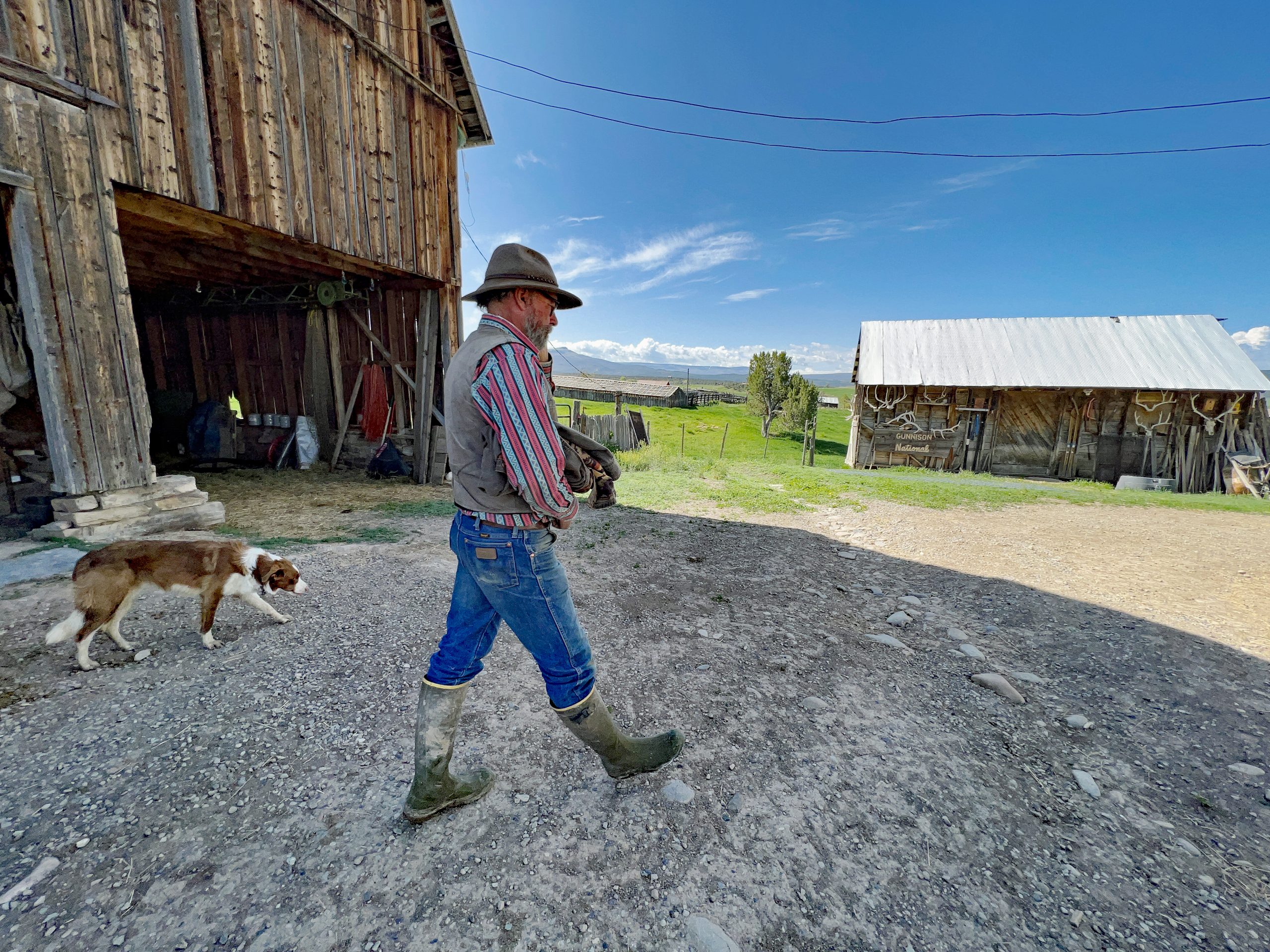 Tony Prendergast and Django head out for a day’s work on the XK Bar ranch in Crawford, Colorado.