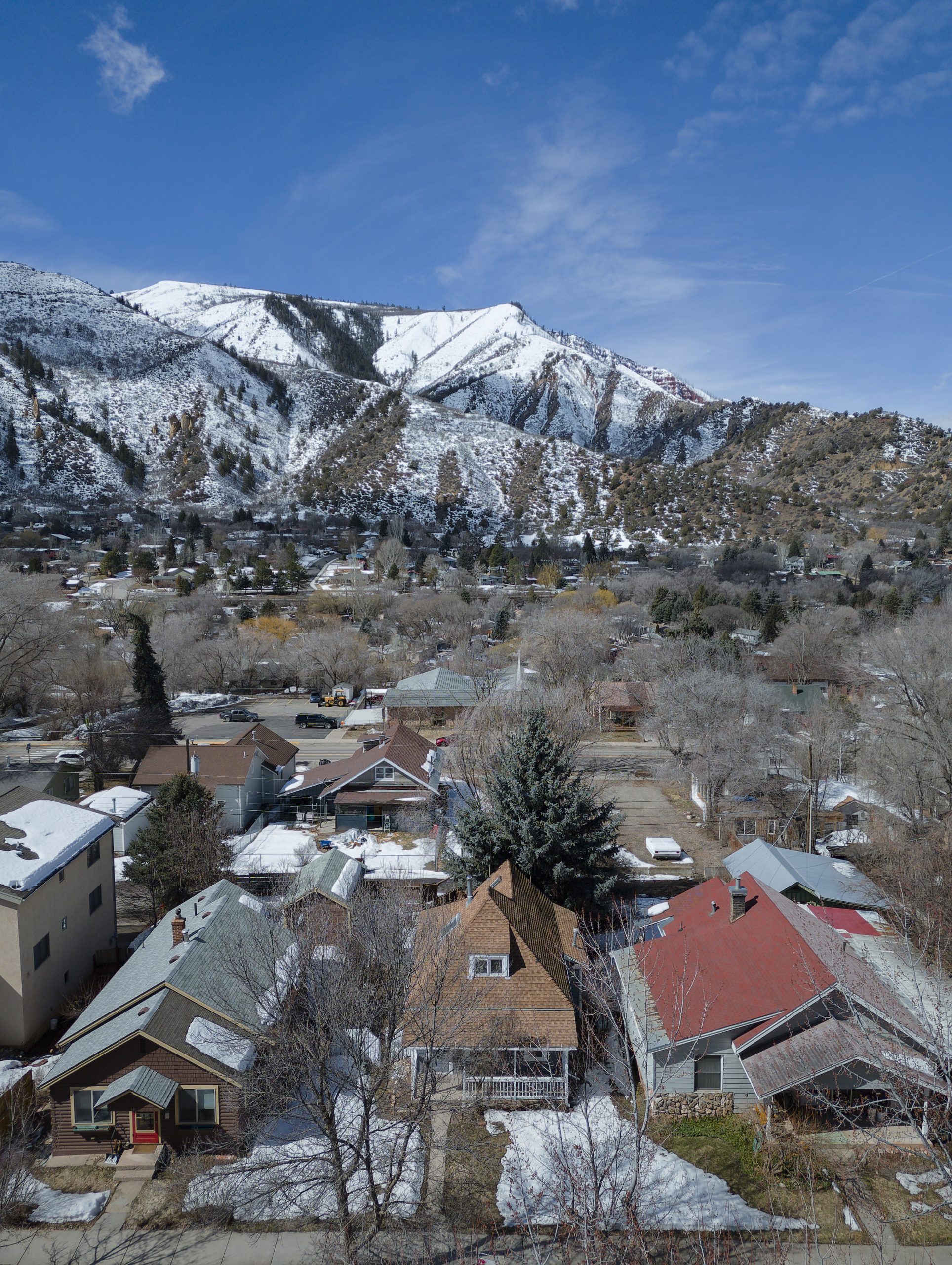 An aerial view of a neighborhood in Glenwood Springs from 2023 is shown here.