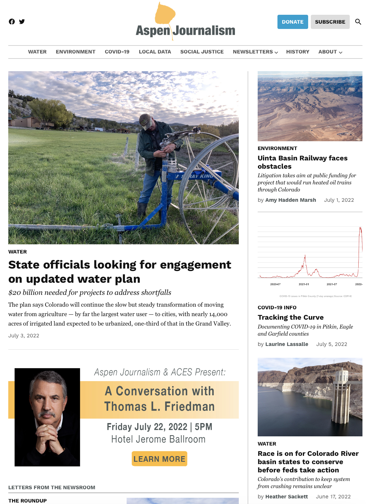 2022 Aspen Journalism homepage