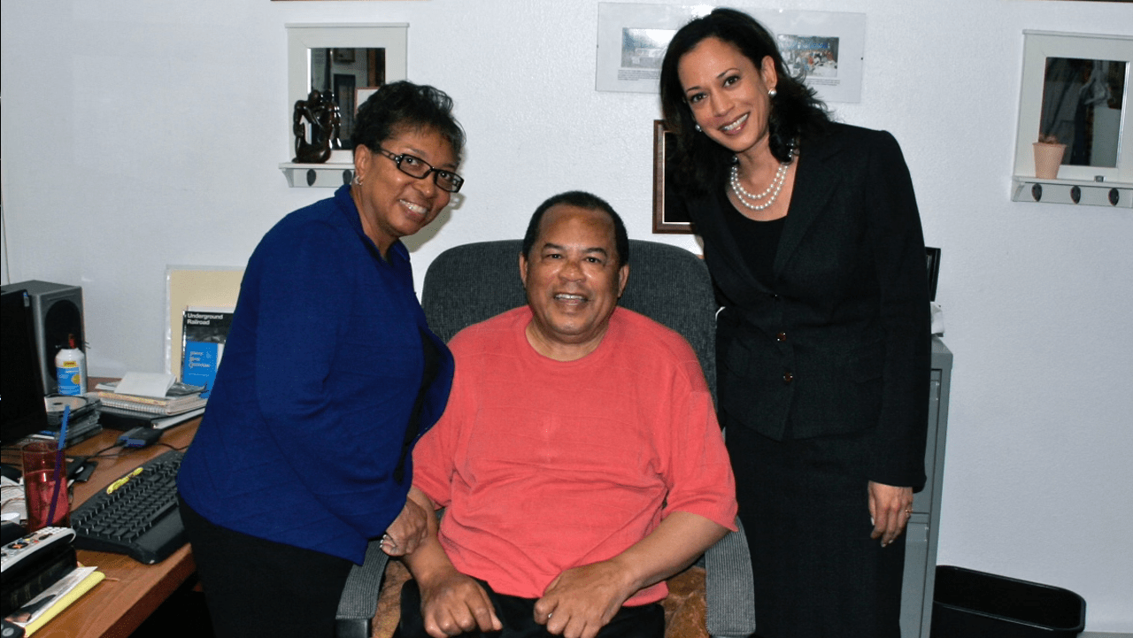 VP Kamala Harris, Hardy Brown and Cheryl Brown at the Black Voice News office 2011.
