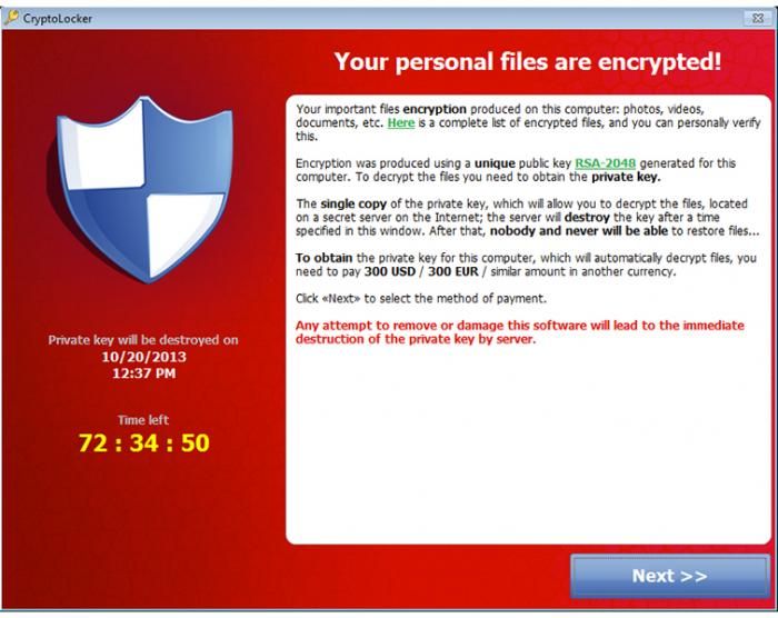 CryptoLocker warning