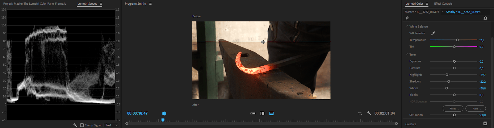 Scopes and horizontal split view