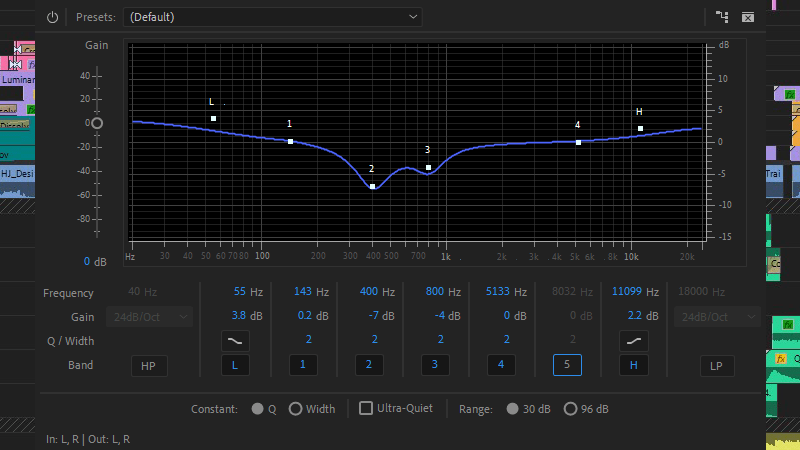 Scooped audio in Premiere Pro’s Parametric Equalizer.