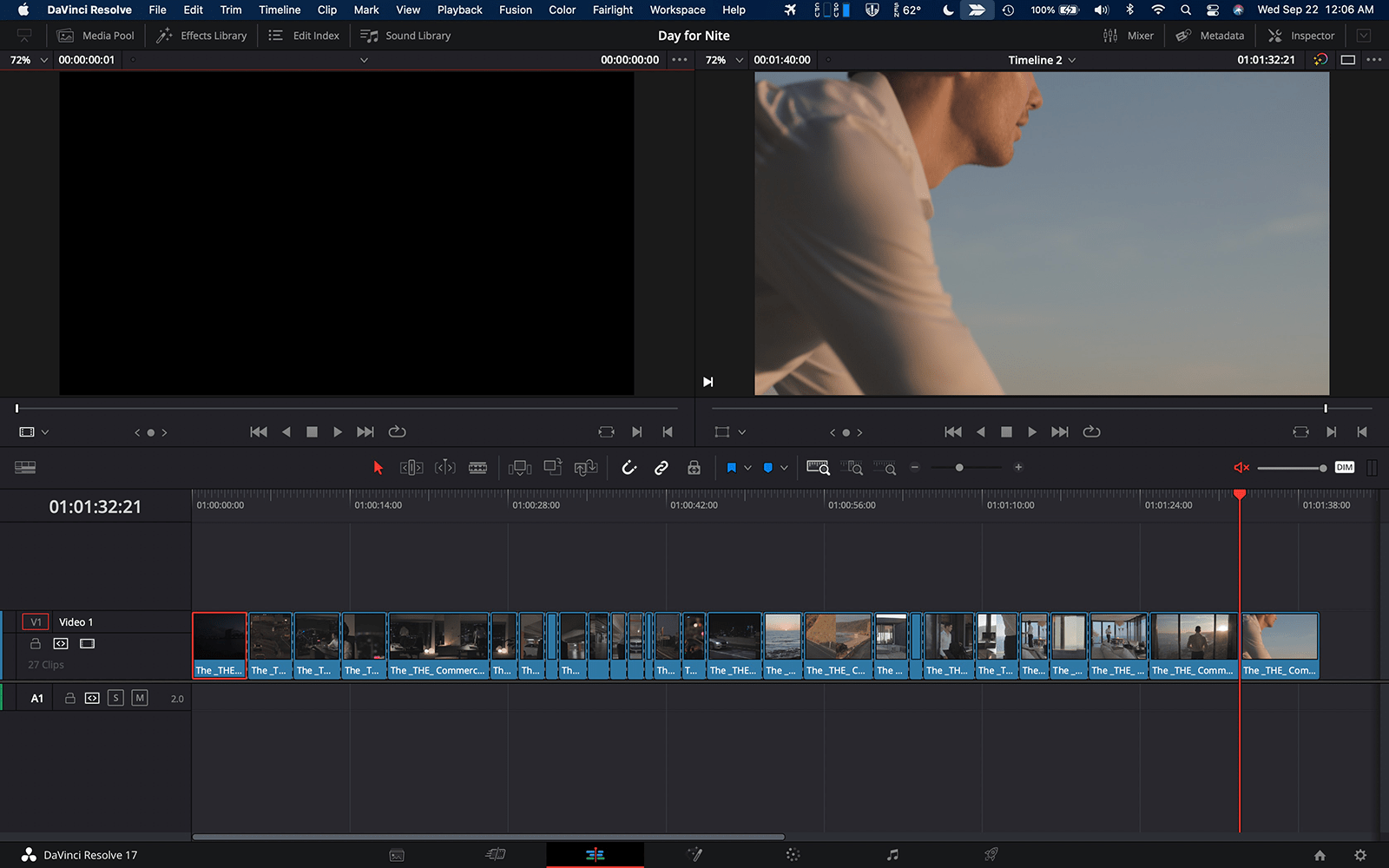 The results of DaVinci Resolve’s Detect Scene Cuts tool.