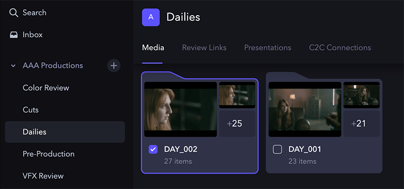 Frame.io Folders