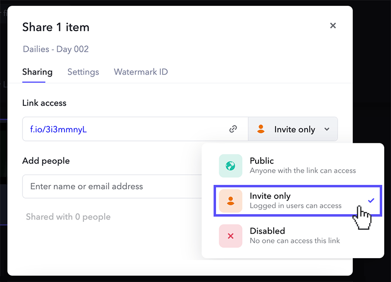 Frame.io Review Link Sharing