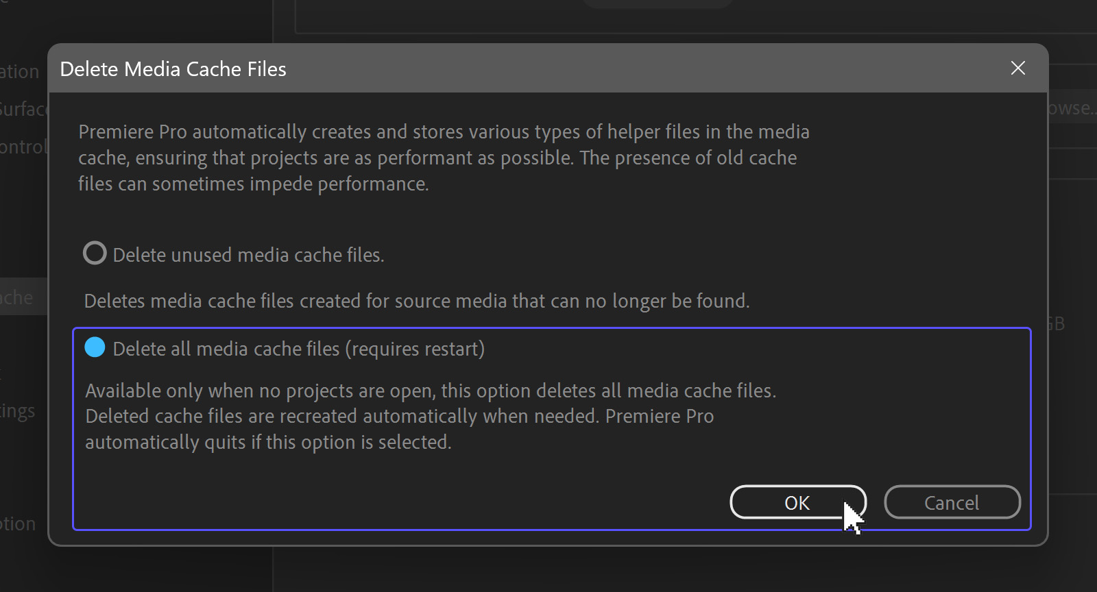 …then delete all your media cache files.