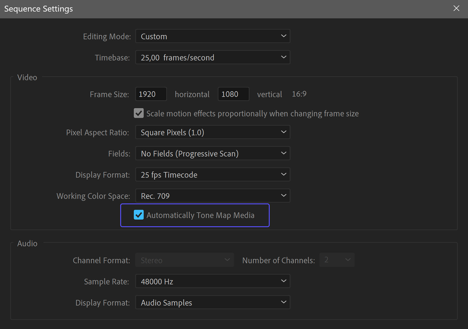 The current October beta includes automatic tone mapping in Sequence Settings.