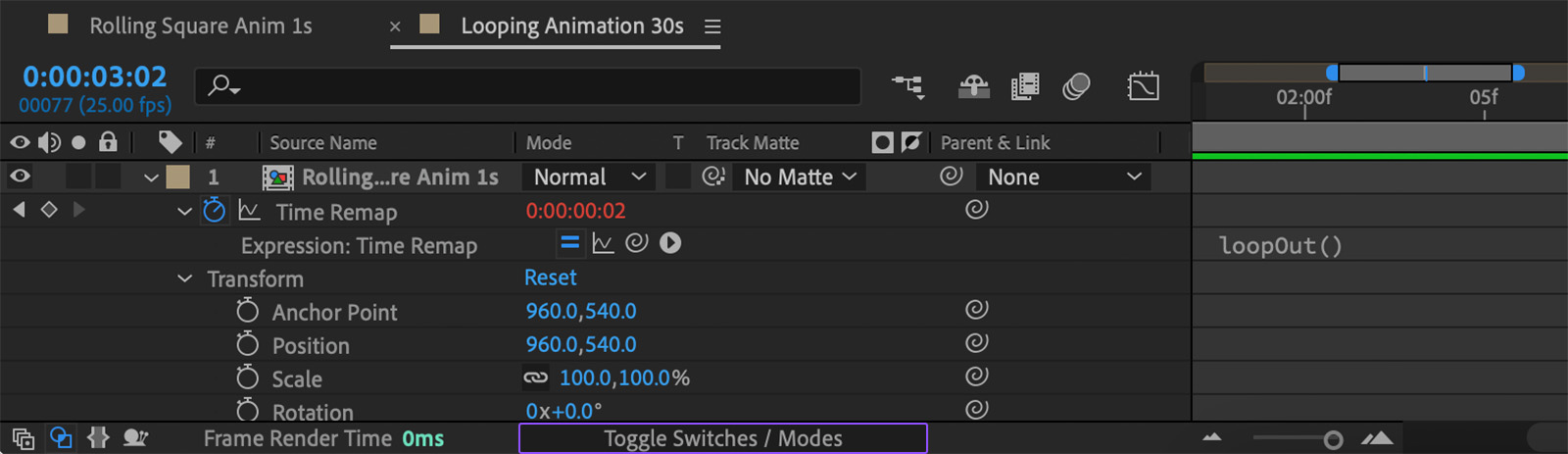 Use F4 or the Toggle Switches/Modes button to reveal the Track Matte layer controls.