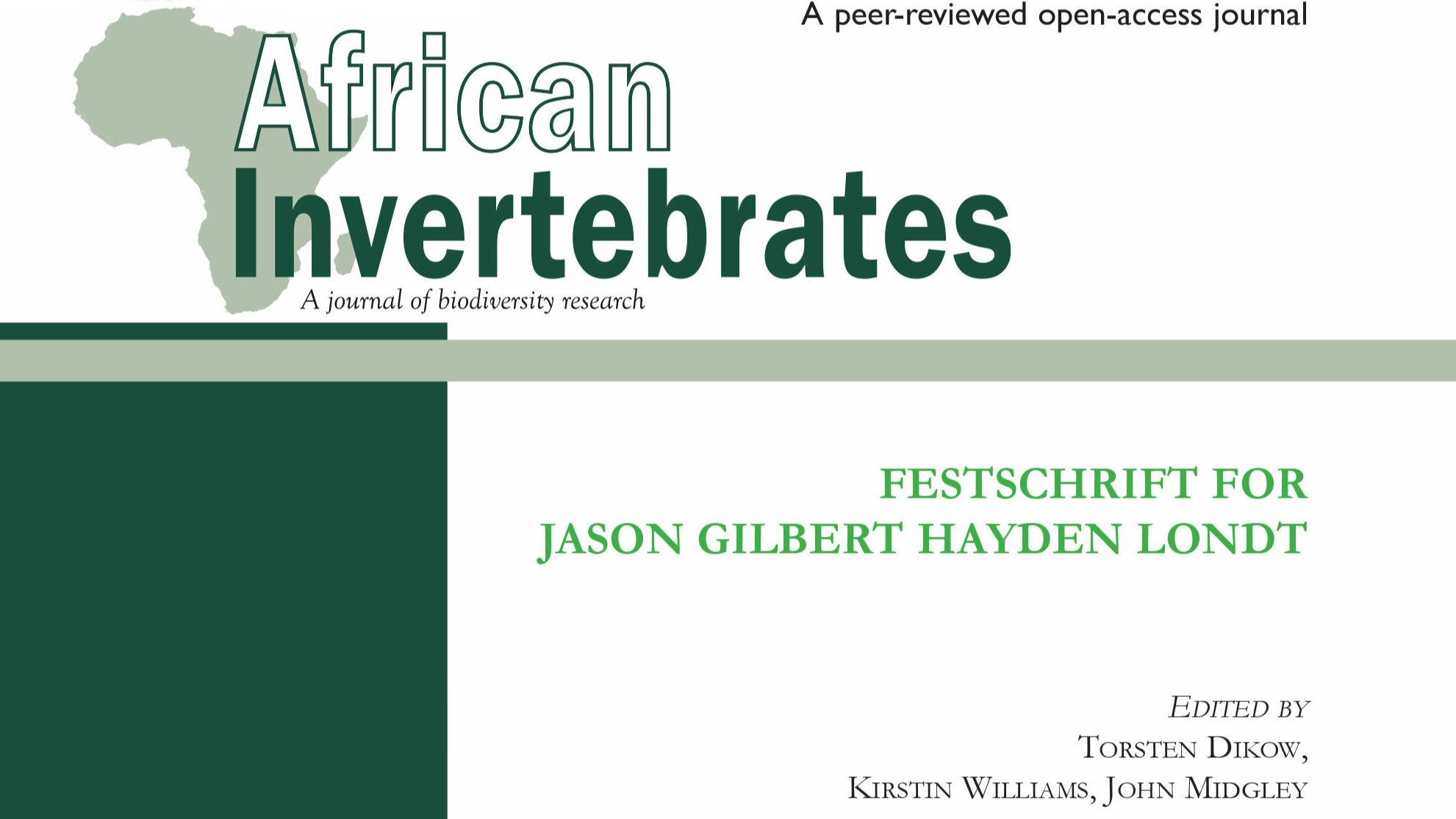 New African Invertebrates issue celebrates the work of Dr Jason G. H. Londt