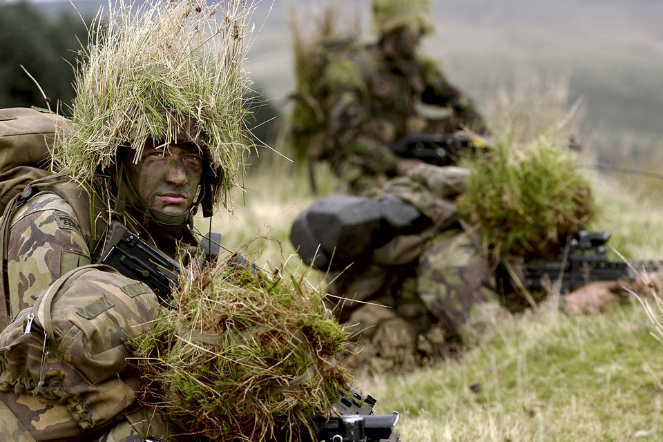 Royal Marines Lance Corporals on exercise in the hills of Sennybridge Wales, during the 11 week Junior Command Course.