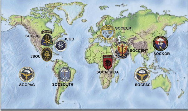 Map, JSOC Sub-commands, TSOC, US, Special Forces