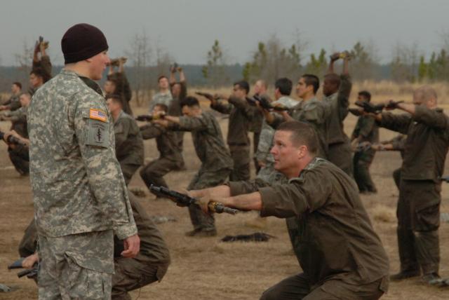 Candidates on the US Army's 'Q' course having some 'fun'.