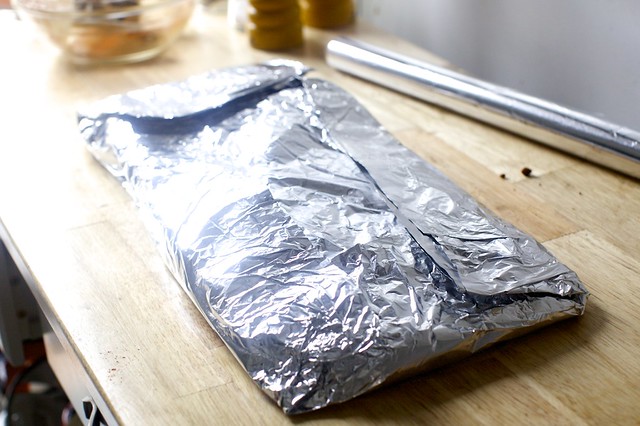 tightly wrapped foil packet