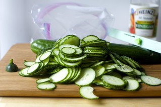 thinly sliced cucumber