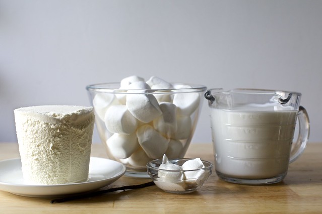 ice cream, vanilla bean, marshmallows, sour cream, milk