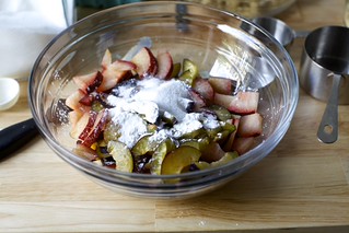 sugar and flour with plums