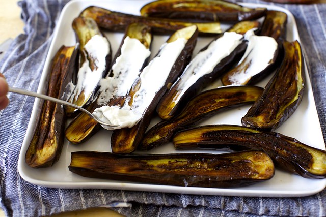 eggplant with yogurt and tomato relish