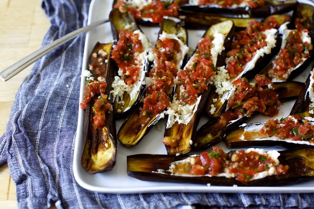 eggplant with yogurt and tomato relish