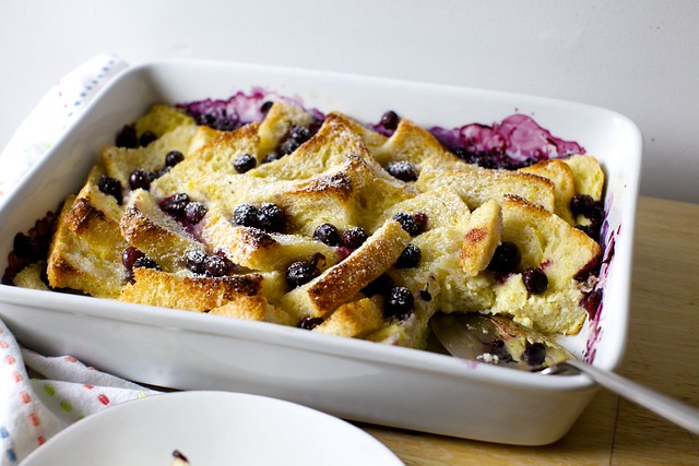 blueberry bread and butter pudding