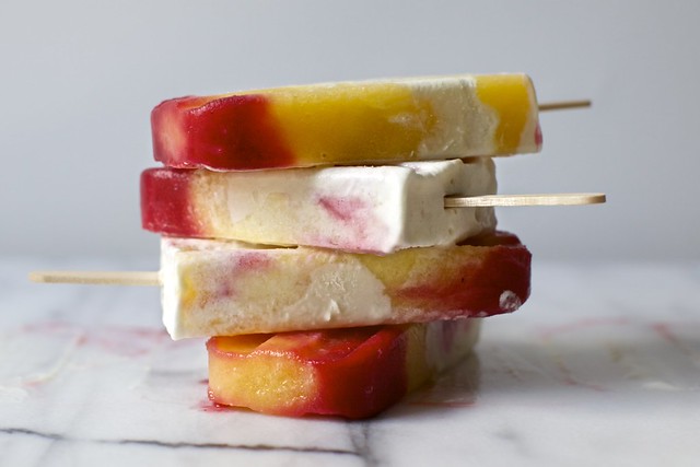 peach melba popsicles