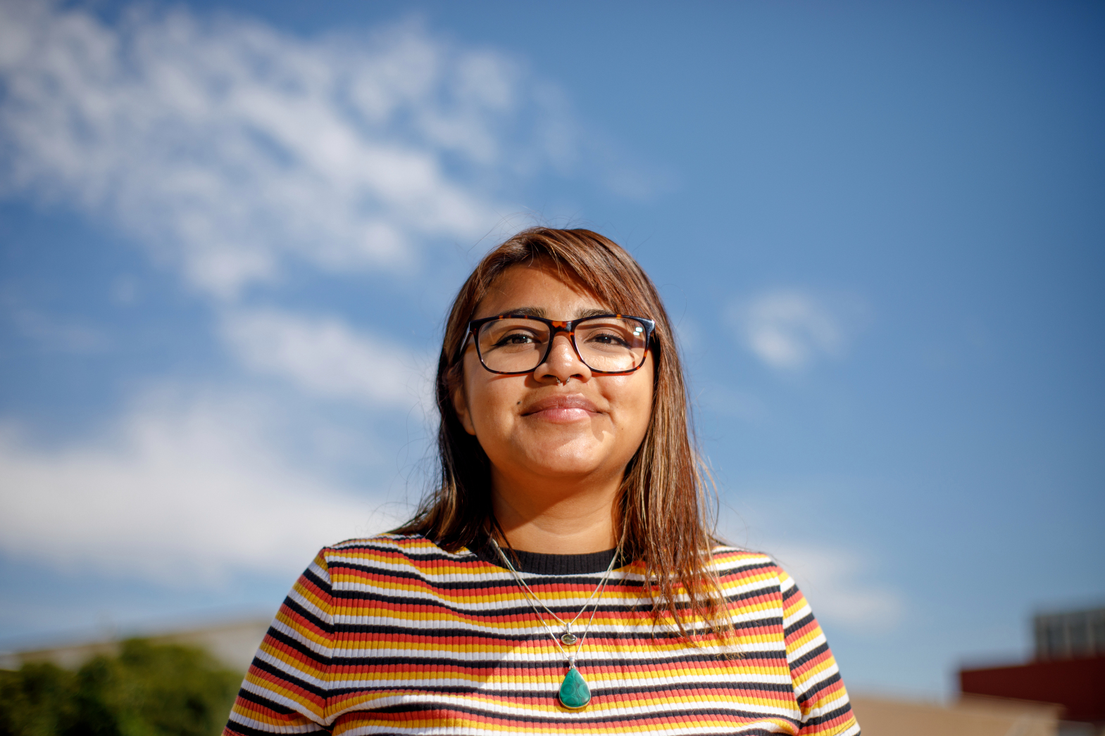 Veronica Vieyra, San Jose State University Class of 2021 graduate poses for a photograph on campus in San Jose on Saturday, July 3, 2021. Vieyra is one of 72 foster youth to receive payments of $1,000 a month in Santa Clara county’s first guaranteed basic income pilot program. Photo by Anda Chu, Bay Area News Group