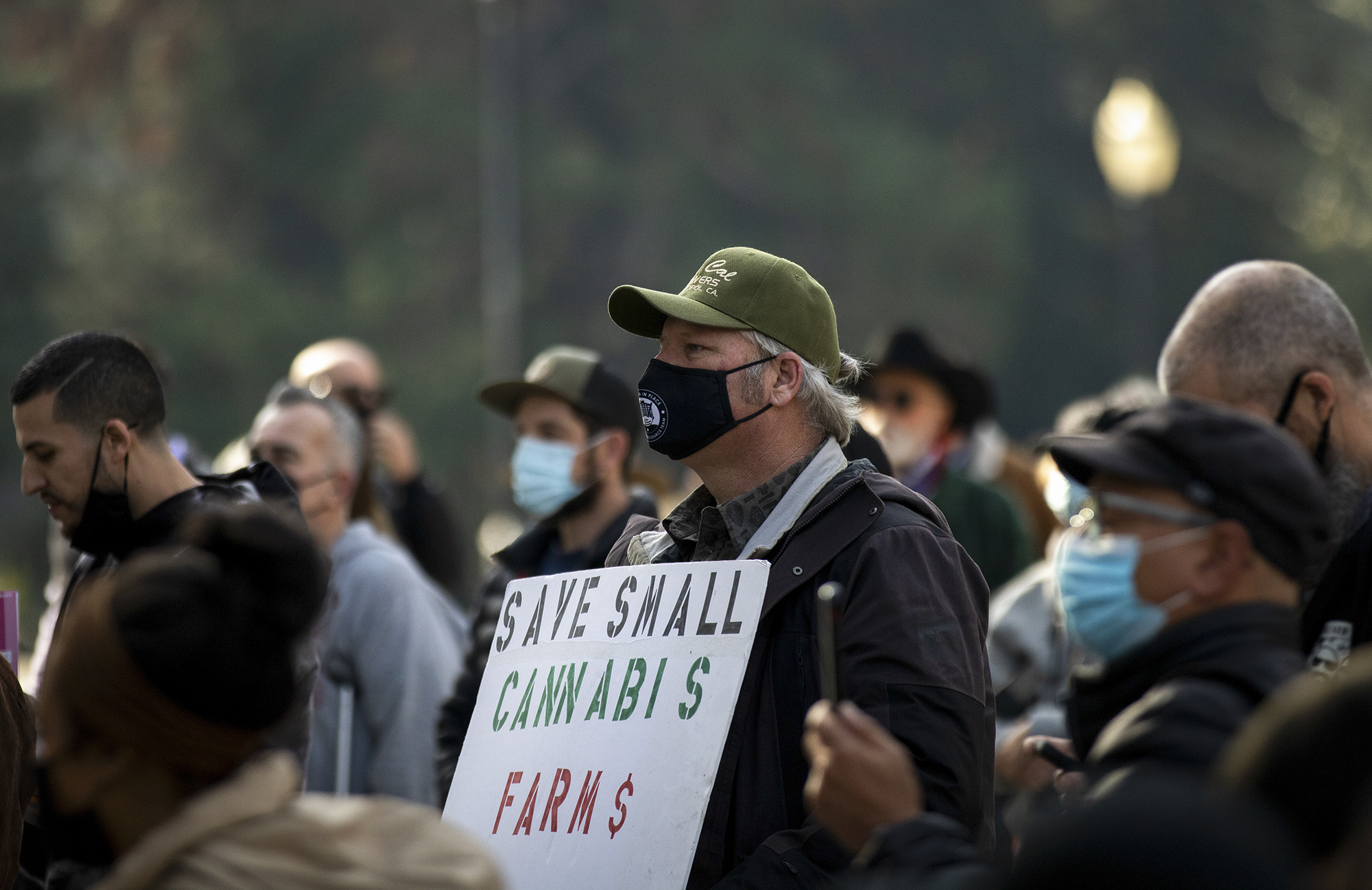 Supporters for equity cannabis tax reform gather for a rally at the California State Capitol on Jan. 13, 2021. Photo by Rahul Lal for CalMatters