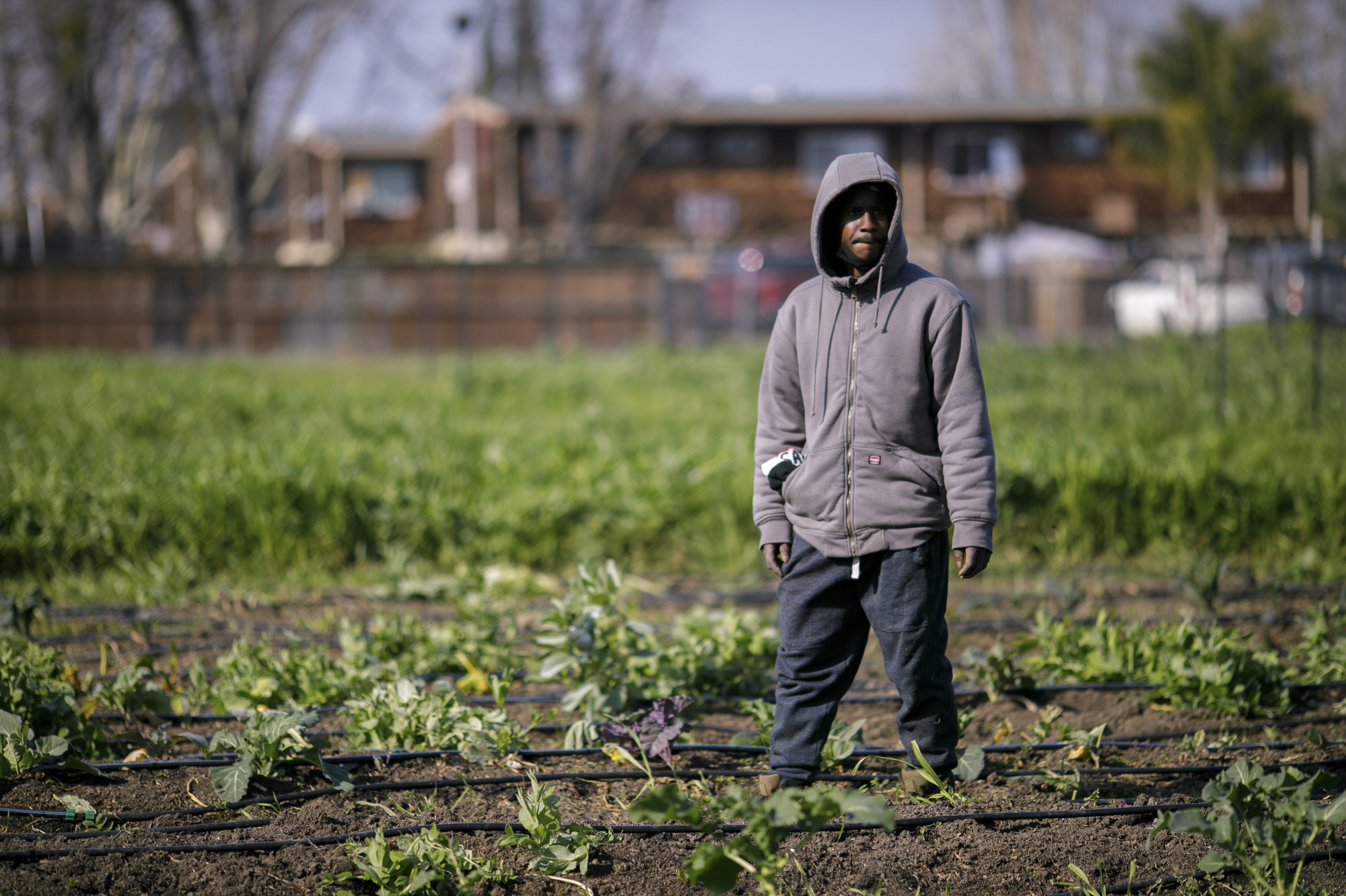 Harry Hampton stands in the Healthy Hearts Institute's garden in Pittsburg, on Jan. 26, 2022. The community based organization is focused on providing access to healthy foods and improved nutritional education. Anda Chu/Bay Area News Group