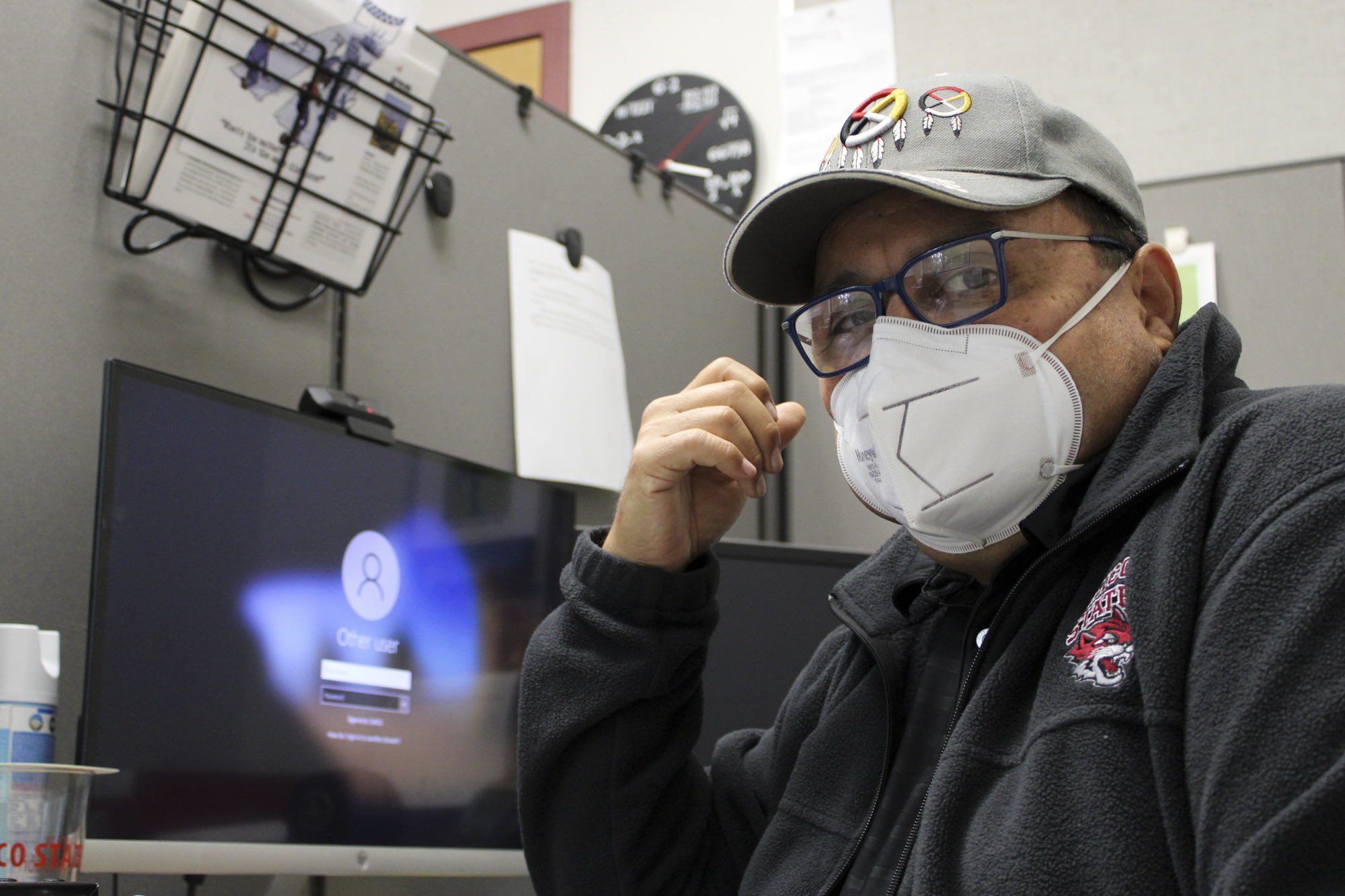 Benjamin Duarte in his office at the O'Connell Technology Center's MESA Engineering Program at Chico State