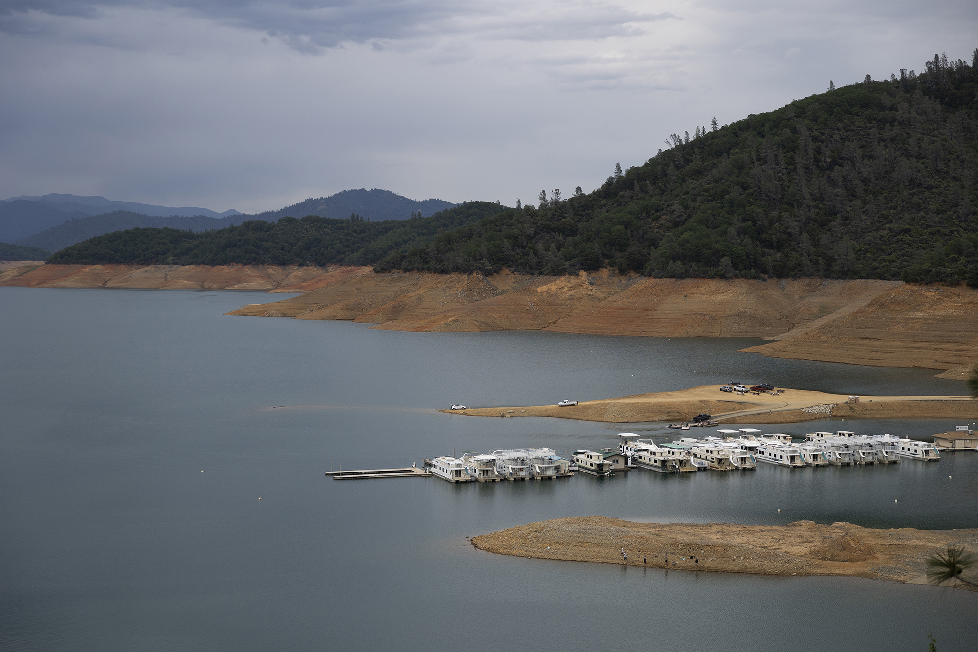 Low water levels at Shasta Lake on April 25, 2022.