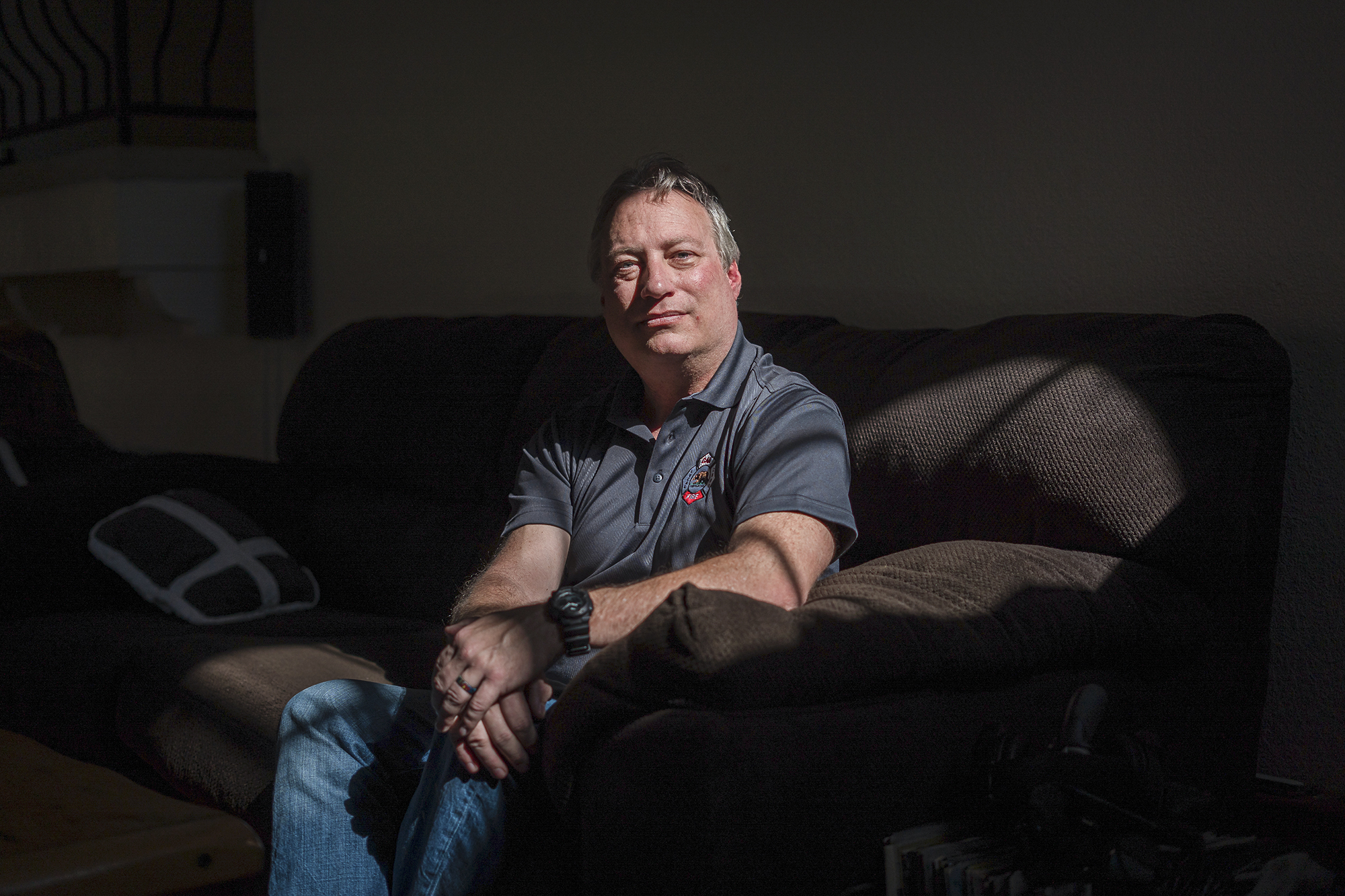 Jeff Griffith a second generation firefighter and former Fire Captain with Cal Fire at his home in Escondido on Feb. 10, 2022. Photo by Ariana Drehsler for CalMatters