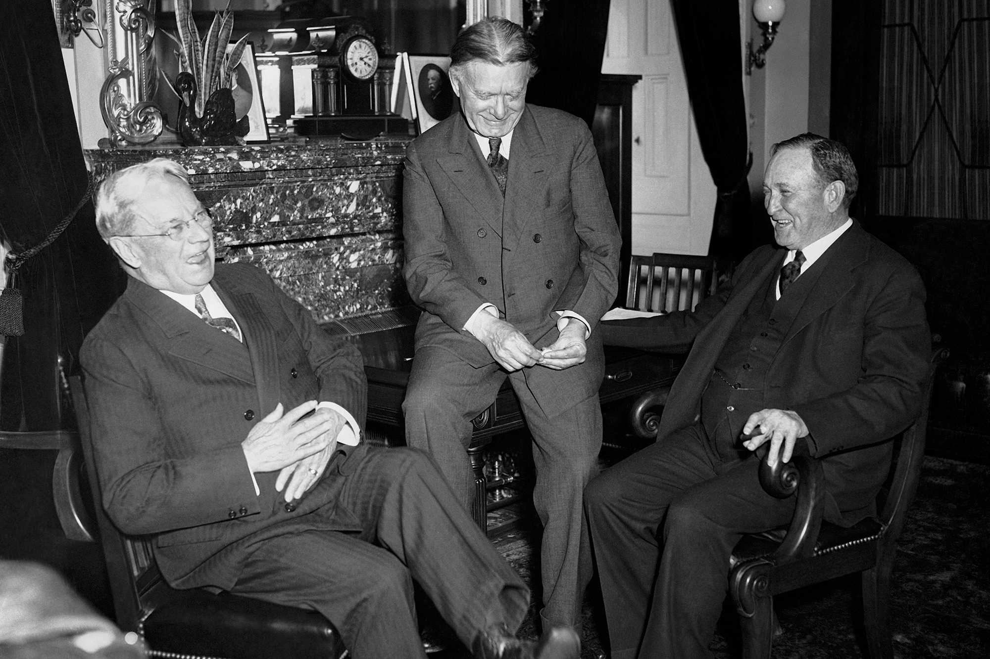 From left, then U.S. Senators Hiram Johnson of California; William Borah of Idaho, and Joseph T. Robinson of Arkansas, in Washington D.C. on Jan. 17, 1935. AP Photo