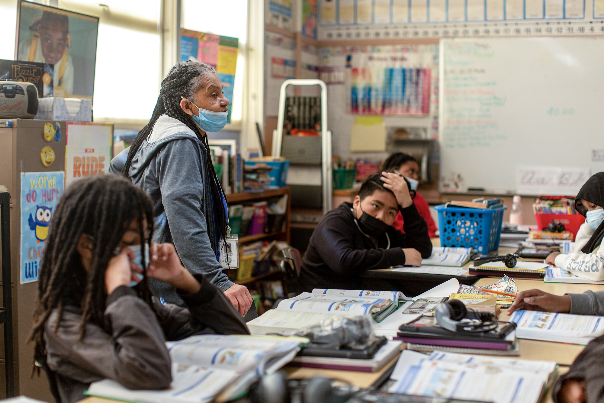 Theresa Griffin helps students with their class work on Feb. 6, 2023.