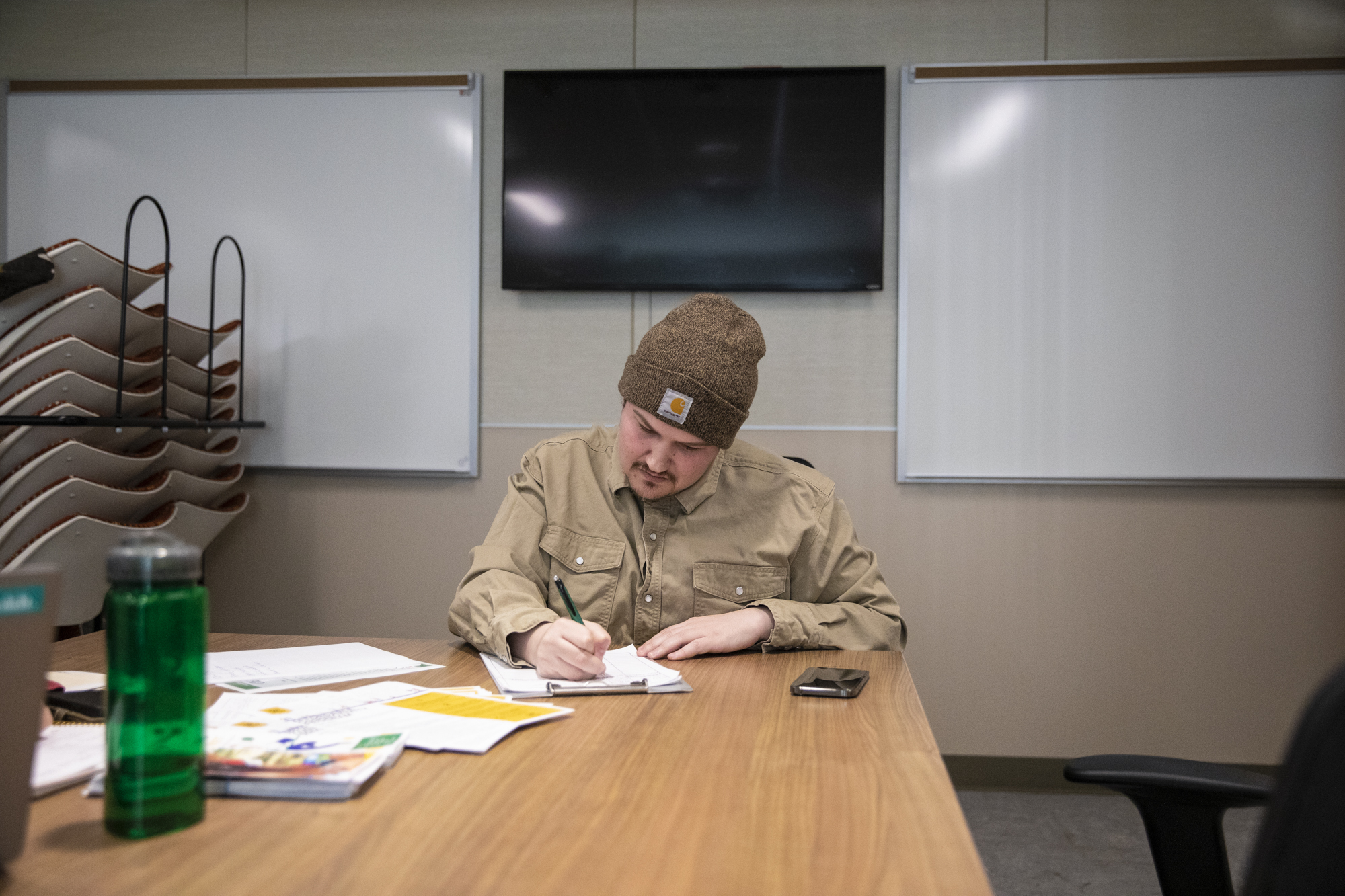 Michael Bauman at the Humboldt County Library in Garberville on Feb. 8, 2023. Photo by Martin do Nascimento, CalMatters