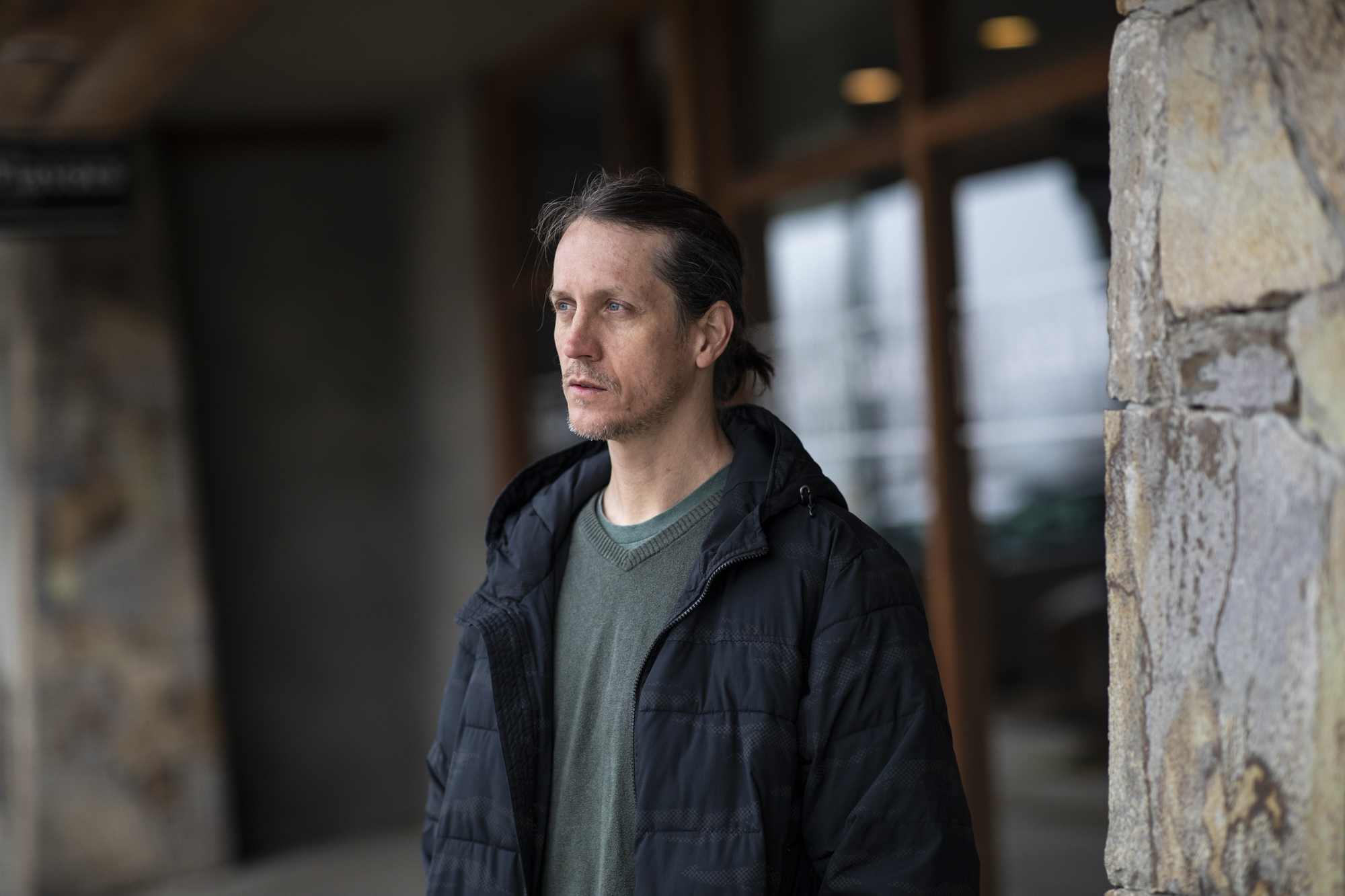 Anson Wait outside of Local Flavors, a restaurant in Garberville that he was recently let go from, on Feb. 9, 2023. Photo by Martin do Nascimento, CalMatters