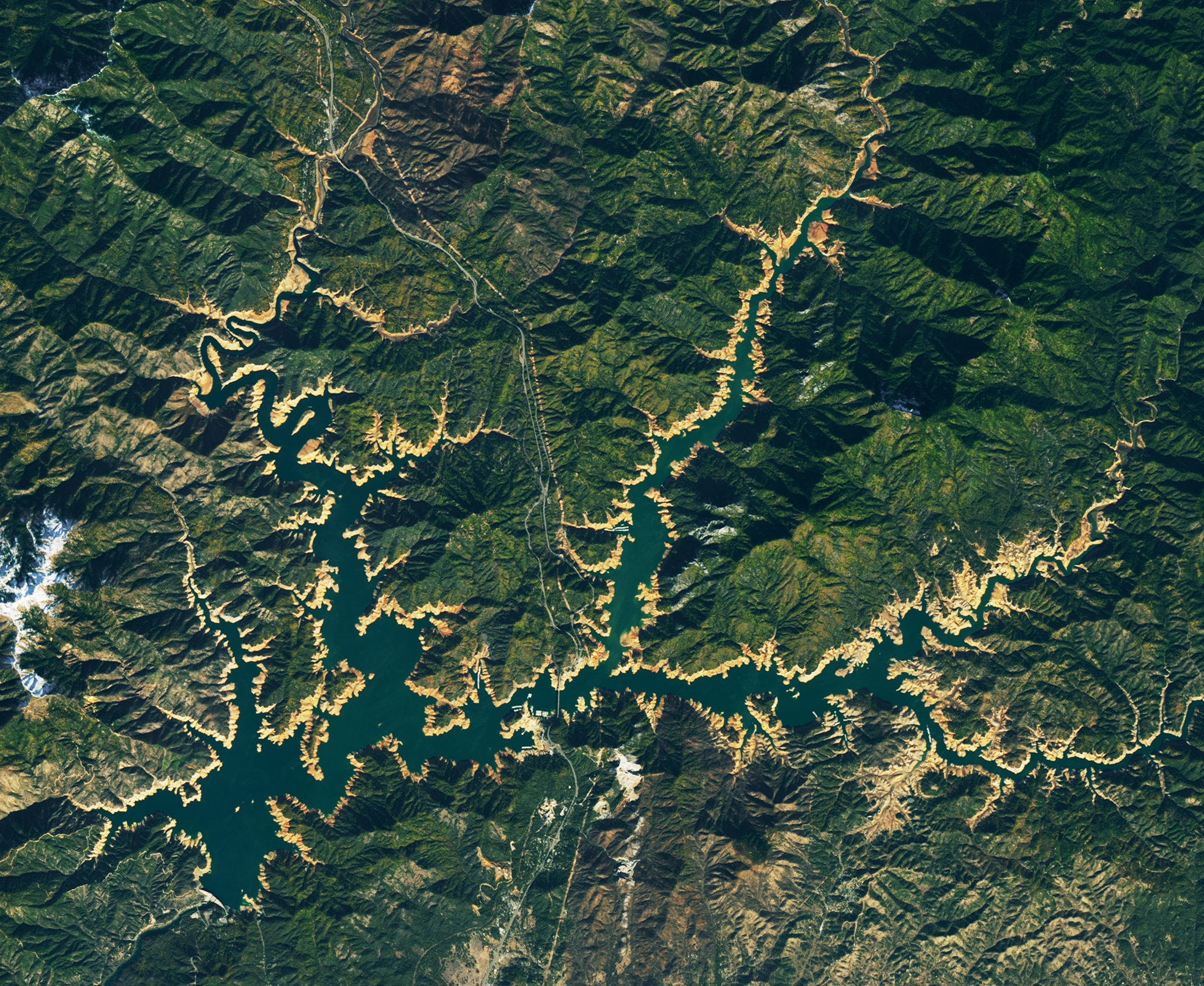 Satellite image of Lake Shasta on Nov. 18, 2022.